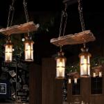 Vintage hangende lamp Industriële metalen Lineaire kroonluchter Armatuur Stijl Retro rustieke hangllicht Edison Vintage verlichting Houten kroonluchter 2 koplampen glazen lampenka
