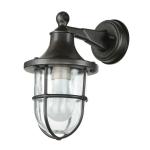 Wandlamp messing glas in zwart antiek IP64 tuin balkon H: 27 cm E27 nostalgisch rustieke maritieme wandlantaarn buiten Santorin