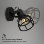 - Wandlamp retro met traliekap, 1-lamps wandlamp vintage, E14 fitting max. 25 watt, verstelbare lampenkap, rustieke wandlamp gemaakt van staal, zwart.