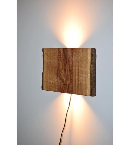 LED wandlamp eiken binnen - rustieke houten wandlamp voor hal, trappenhuis, slaapkamer - inclusief lamp 30cm x 25cm