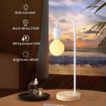 Industriële tafellamp voor slaapkamer, volledig dimbare moderne bedlampjes met 2700 K warme gloeilamp voor kinderen, lezen, minimalistische bedlampjes voor kantoor (wit)
