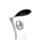 Moderne decoratieve vaas bloemenvaas tafelvaas keramiek wit/zilver hoogte 26 cm breedte 17 cm