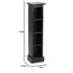 RUSTICALES houten cd-rek CD Tower | massief mahonie hout, 76 x 15,5 x 16 cm (h x b x d) | houten plank met 4 vakken, cd-opslag | kleur: 09 Voodoo - zwart