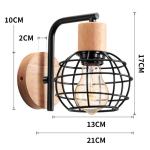 Wandlamp voor binnen, 2 stuks vintage wandlampen, industriële wandverlichting, E27 retro lamp van kooi metaal en hout, vintage wandlamp voor woonkamer, eetkamer, slaapkamer, hal, 