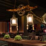 E27 Hout Hanglamp Antiek Vintage plafondlamp Henneptouw Kroonluchter Eetkamer licht Retro Stijl Slaapkamer Woonkamer Hanglicht Industrieel Smeedijzeren verlichting 2 Lichten