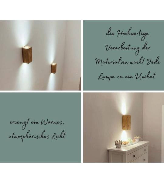Handgemaakte oude houten wandlamp uit Duitsland Duurzaam en uniek