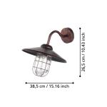 Buitenwandlamp Melgoa, 1 lichtpunt, wandlamp van verzinkt staal en glas, kleur: koperkleurig-antiek, fitting: E27, IP44