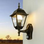 Nostalgische tuinlantaarn "Tirol" in antiek met bewegingsmelder E27 tot 60W 230V tuinlamp met sensor voor buiten