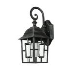 Maritime wandlamp buiten FRIESEN zwart-zilver aluminium glas lantaarn E27 H: 37 cm buitenlamp tuin balkon