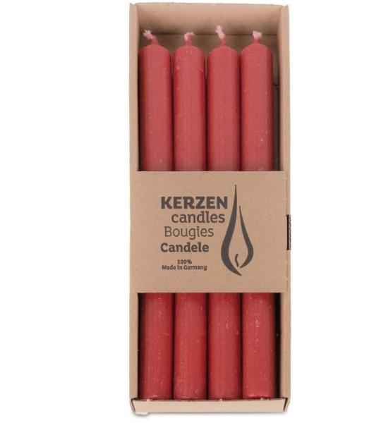 2 x 4 stuks (8 stuks) rustieke vintage staafkaarsen huishoudelijke kaarsen kroonkaarsen landelijke stijl doorgeverfd 25 cm+staafaansteker. RAL certificaat. brandduur ca. 10 uur - m
