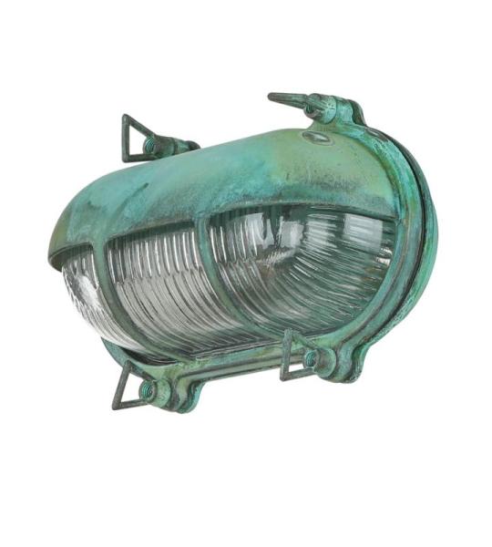 Wandlamp Outdoor Messing Glas in Groen Antiek IP64 Balkon Huis T: 11 cm E27 Scheepslicht Rustiek Buiten Wandlamp Maritiem Ski