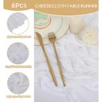 Tafelloper, 6 stuks, wit, 55 x 300 cm, rustieke gaas, boho-tafelloper, kaasdoek, Cheesecloth, bruiloft, tafelkleed voor bruiloftsfeest, bruidsfeest, tafeldecoratie
