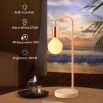 Industriële tafellamp voor slaapkamer, volledig dimbare moderne bedlampjes met 2700 K warme gloeilamp voor kinderen, lezen, minimalistische bedlampjes voor kantoor (roségoud)