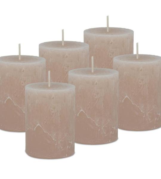 : Wenenzel kaarsen, 6 stuks, 80/60 mm, zelfdovend, brandduur ca. 25 uur, 100% made in Germany, RAL-gecertificeerd, sahara