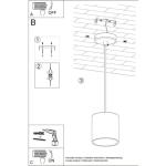 Orbis Hanglamp met cilindrische kap, plafondlamp, woonkamer, eetkamer, lamp, keuken en hal, van aluminium in zwart, 10 x 10 x 110 cm