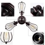 Vintage plafondlamp, industriële stijl, verstelbaar stopcontact, metaaldraadkooi, halve schaalmontage, rustieke plafondlamp, lichtmetalen lampen (zonder gloeilamp) (met 4 lampen) 