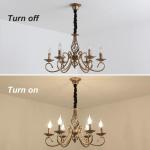 Rustieke Kroonluchter Frans Landelijk Vintage Kroonluchter Metaal Antiek Brons Hanglamp voor Eiland Keuken Boerderij Eetkamer Woonkamer 6 Licht Brons