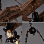 Smeedijzeren hangende lamp Houten Industriële zolderbar Hangende verlichting Retro hanglamp In hoogte verstelbaar Transparant glas Lampenkap Kamer Woonkamer Kroonluchter