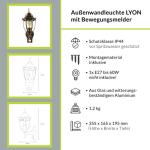 Buitenlamp met bewegingsmelder aluminium in zwart koper IP44 wandlamp huis tuin