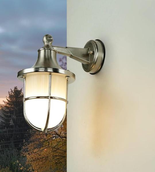 Buitenwandlamp echt messing in mat nikkel IP64 E27 maritieme weerbestendige buitenlamp voordeur patio tuin scheepslicht scheepslamp buitenlamp