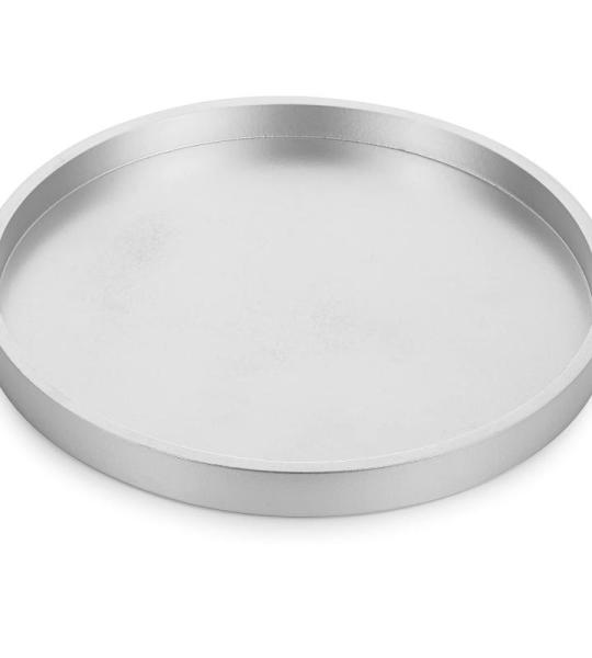 Decoratief dienblad voor salontafel: Zilveren houten ronde dienblad, rustiek houten dienblad, 31 cm,, landelijke centerpiece kaarshouder voor woondecoratie, poef, aanrecht display 