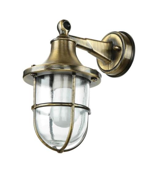 Wandlamp voor buiten, echt messing, antiek, IP64, maritiem, weerbestendig, buitenlamp, balkon, buiten, voordeur, terras, binnenplaats, scheepslamp, buitenlamp