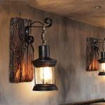 Wandlamp E27, hout, retroverlichting voor binnen, rustieke wandlamp voor woonkamer, slaapkamer, creatieve verlichting voor trappenhuis, gang, café, bar, restaurant, hotel, glazen 