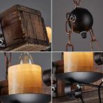 Loft Houten Kroonluchter Vintage Industriële Drop Lights Retro Stijl Hanglamp Iron Art Verstelbare hoogte E14 Retro 8 Lamp Internet Cafe Bar Restaurant Verlichting