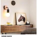 Loft Vintage Retro Industrie E27 Edison LED wandlamp licht hout & metalen lampenkap wandlampen lamp koffie wandlamp woonkamer slaapkamer nachtkastje restaurant gang (zwart)