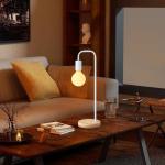 Industriële tafellamp voor slaapkamer, volledig dimbare moderne bedlampjes met 2700 K warme gloeilamp voor kinderen, lezen, minimalistische bedlampjes voor kantoor (wit)