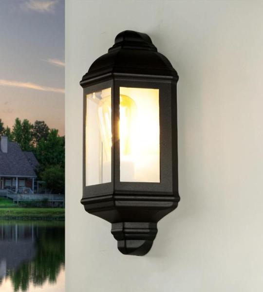 Wandlamp buiten zwart, buitenlamp rustiek maritiem, IP44, E27, H:36 cm, balkon, terras, huis, nostalgisch, buiten wandlamp