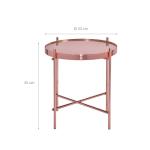 Salontafel, set van 2, diameter 43 x 45 cm + Ø 75 x 35 cm, rond, koper, metaal/glas, uniek, modern, woonkamertafels met glasplaat en metalen frame, bijzettafel, glazen tafel, koff