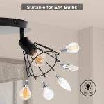 Plafondlamp, spots, draaibaar, zwart, spot, met fitting E14, plafondlamp, 6 , voor binnen, keuken, slaapkamer, woonkamer, max. 40 W, zonder lampen
