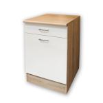 Moderne onderkast keuken in eiken Sonoma look, mat wit - ruime keukenkast met veel opbergruimte - 50 x 90 x 60 cm (B x H x D)