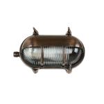 Buitenlamp messing ribbelglas maritiem IP64 B: 21 cm H: 13 cm E27 in koper antieke wandlamp tuinlamp scheepslamp