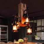 E27 Retro Industriële Hanglamp Retro Stijl Bar Hangende Lichten Hout Metaal Drop Lights Woonkamer Kroonluchter Creatieve Persoonlijkheid Vintage Hanglamp Eetkamer Verlichting 4 ko
