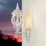Brest Buitenwandlamp, aluminium en glas, wit, IP23, voor tuin, ingang, balkon, T:24,5 cm, E27 lantaarn, rustieke wandlamp voor buiten
