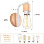 2 stuks vintage wandlampen voor binnen, industriële wandverlichting, E27, retro lamp van metaal en hout, vintage wandlamp voor woonkamer, eetkamer, slaapkamer, hal, keuken, wit