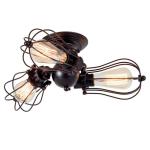 Vintage industriële plafondlamp, verstelbaar stopcontact, metaaldraadkooi, halve schaalmontage, rustieke plafondlamp, lichtmetalen lampen (zonder gloeilamp) (met 5 lampen) (brons)
