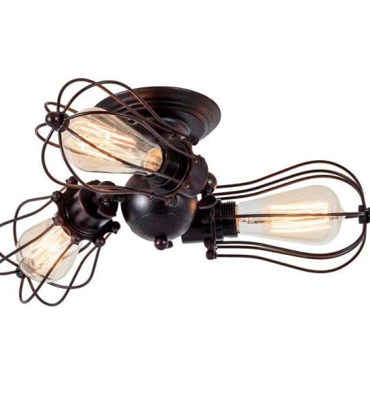 Vintage industriële plafondlamp, verstelbaar stopcontact, metaaldraadkooi, halve schaalmontage, rustieke plafondlamp, lichtmetalen lampen (zonder gloeilamp) (met 5 lampen) (brons)