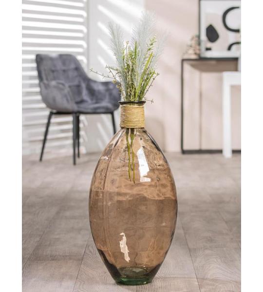 grote vaas decoratieve vaas van glas - glazen vaas bolvormig met bast decoratie vaas voor pampasgras - cadeau verjaardagscadeau kleur: bruin hoogte 59 cm