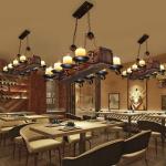 Loft Houten Kroonluchter Vintage Industriële Drop Lights Retro Stijl Hanglamp Iron Art Verstelbare hoogte E14 Retro 8 Lamp Internet Cafe Bar Restaurant Verlichting