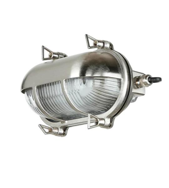 Buitenlamp muur messing glas in mat nikkel IP64 tuin binnenplaats hoogte: 13 cm E27 scheepslicht rustieke maritieme wandlamp outdoor SKIATHOS