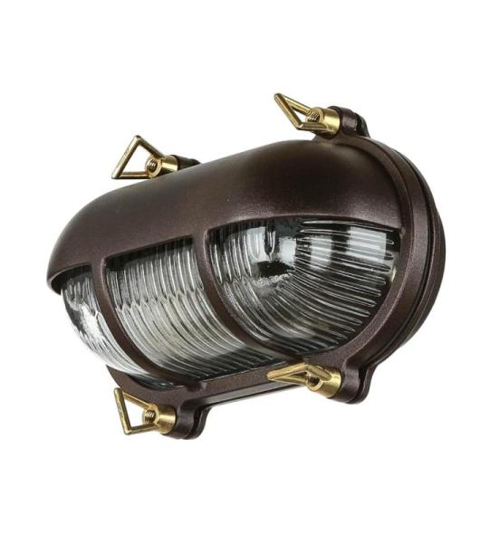 Wandlamp messing glas in roestbruin antiek IP64 balkon H: 13 cm E27 maritiem rustieke scheepslamp buitenwandlamp tuin SKIATHOS
