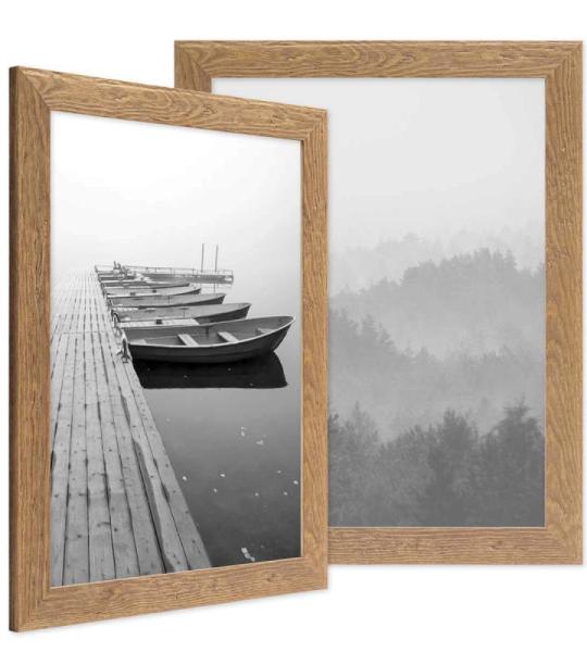 Fotolijsten in 2-delige set, beach-stijl, rustiek massief hout in verschillende kleuren, met glasplaat inclusief accessoires/fotolijst