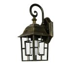 VRIESEN Wandlamp voor aan de muur, aluminium, glas, in antiek goud, IP23, voor tuin, terras, hoogte: 37 cm, E27, Tiffany, rustieke buitenlamp voor huisdeur