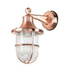 Santorin buitenlamp muur messing glas in koper IP64 huisingang tuin H: 27 cm E27 lantaarn ribbelglas maritieme wandlamp buiten