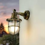 Wandlamp voor buiten, echt messing, antiek, IP64, maritiem, weerbestendig, buitenlamp, balkon, buiten, voordeur, terras, binnenplaats, scheepslamp, buitenlamp