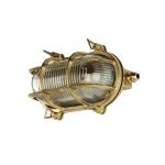Outdoor wandlamp messing glas IP64 voordeur Ingang D: 10 cm E27 max. 18 W geribbeld rustieke maritieme buitenlamp muur SKIATHOS