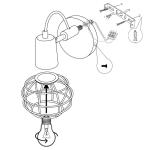 Wandlamp, vintage, industriële wandlampen, 135 graden verstelbaar, hout, E27, retro metalen kooi, design, wandlamp voor woonkamer, badkamer, hal (zwart)